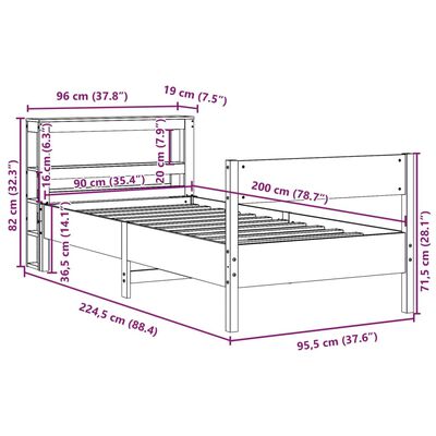 vidaXL Rama łóżka bez materaca, biała, 90x200 cm, lite drewno sosnowe