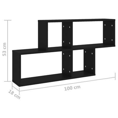vidaXL Półka ścienna, czarna, 100x18x53 cm, materiał drewnopochodny