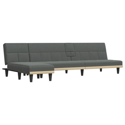 vidaXL Sofa rozkładana L, ciemnoszara, 255x140x70 cm, tkanina