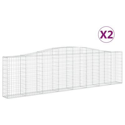 vidaXL Kosze gabionowe, 2 szt, 400x30x100/120 cm, galwanizowane żelazo