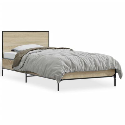 vidaXL Rama łóżka, dąb sonoma, 90x200 cm, materiał drewnopochodny