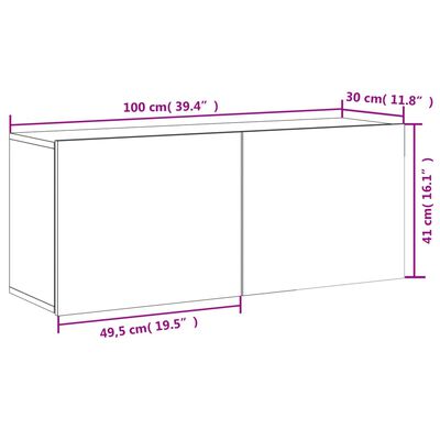 vidaXL Szafka pod telewizor, ścienna, biała, 100x30x41 cm