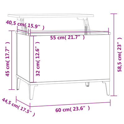 vidaXL Stolik kawowy, dąb sonoma 60x44,5x45 cm materiał drewnopochodny