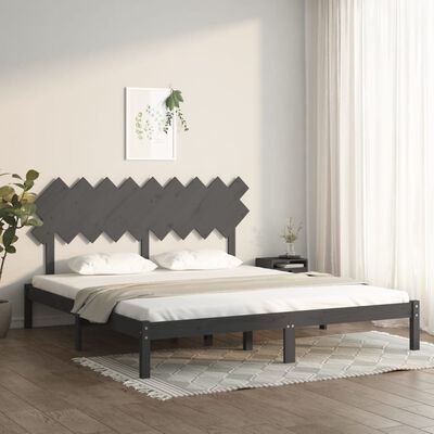 vidaXL Rama łóżka, szara, 180x200 cm, lite drewno