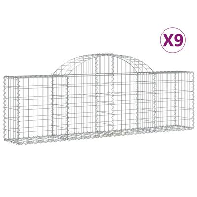 vidaXL Kosze gabionowe, 9 szt, 200x30x60/80 cm, galwanizowane żelazo