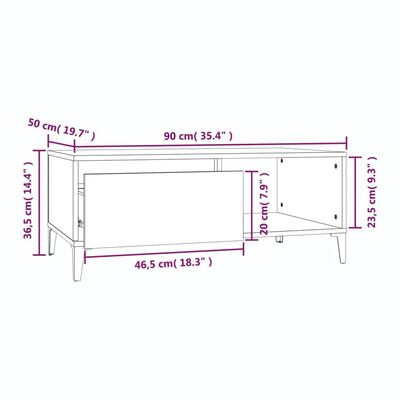 vidaXL Stolik kawowy, czarny, 90x50x36,5 cm, materiał drewnopochodny