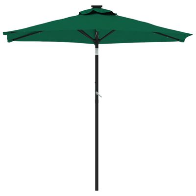 vidaXL Parasol ogrodowy LED, stalowy słupek, zielony, 225x225x212 cm