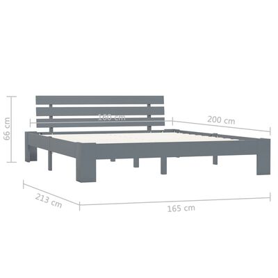 vidaXL Rama łóżka z zagłówkiem, szara, 160x200 cm, lite drewno sosnowe