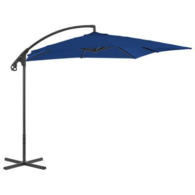 vidaXL Parasol wiszący ze stalowym słupkiem, 250x250 cm, niebieski