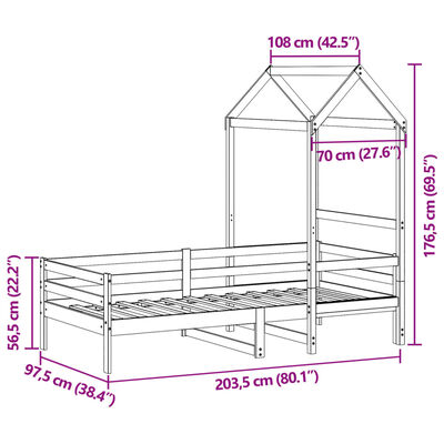 vidaXL Łóżko dzienne z daszkiem, białe, 90x200 cm, lite drewno sosnowe