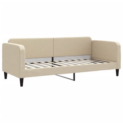 vidaXL Sofa rozsuwana z materacami, kremowa, 80x200 cm, tkanina