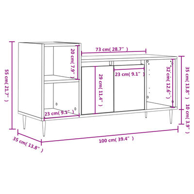 vidaXL Szafka pod telewizor, dąb sonoma, 100x35x55 cm