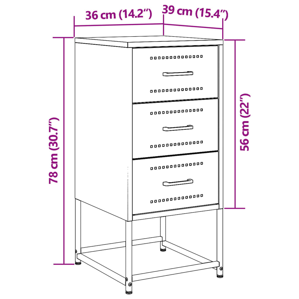 vidaXL Szafki nocne, 2 szt., czarne, 36x39x78 cm, stal