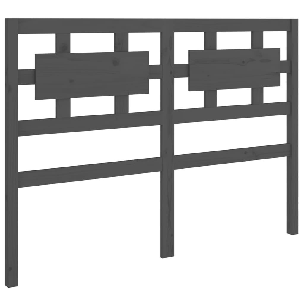 vidaXL Wezgłowie łóżka, szare, 125,5x4x100 cm, lite drewno sosnowe