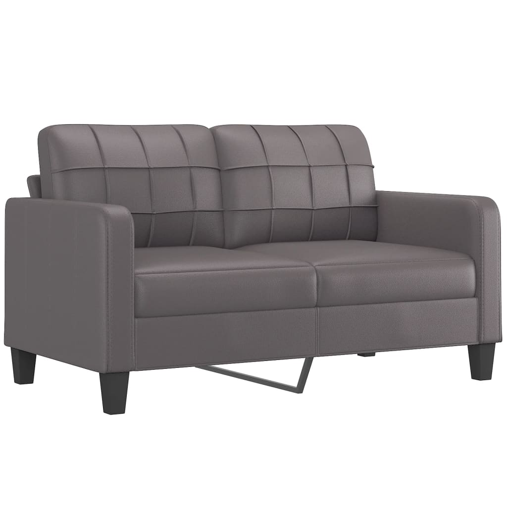 vidaXL 2-osobowa sofa, szary, 140 cm, sztuczna skóra