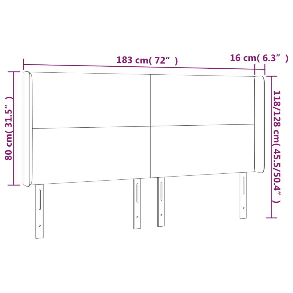 vidaXL Zagłówek do łóżka z LED ciemnobrązowy 183x16x118/128 cm tkanina