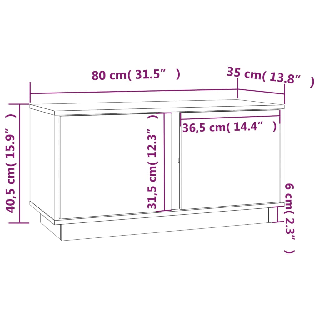 vidaXL Szafka pod TV, czarna, 80x35x40,5 cm, lite drewno sosnowe