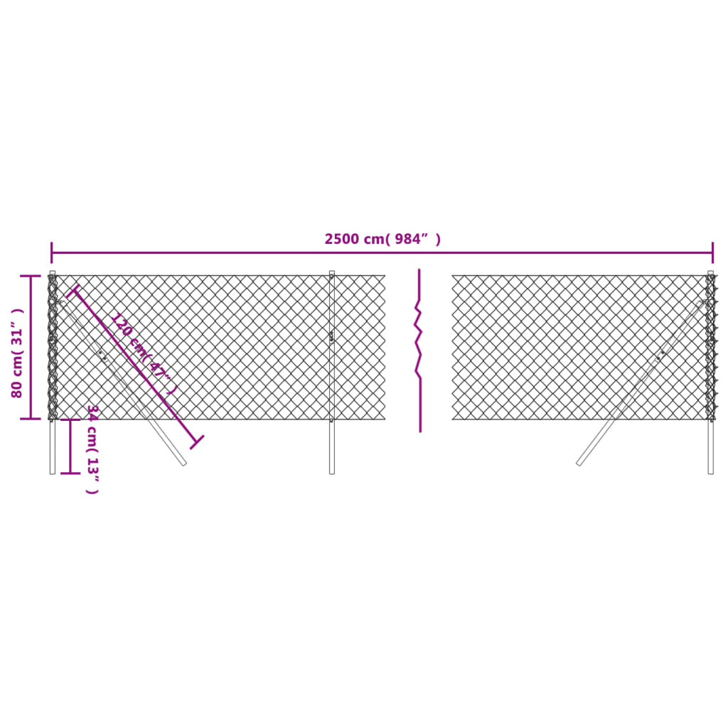 vidaXL Ogrodzenie z siatki, zielone, 0,8x25 m