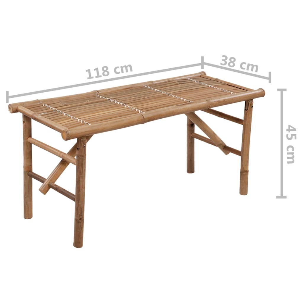 vidaXL Składana ławka ogrodowa z poduszką, 118 cm, bambusowa