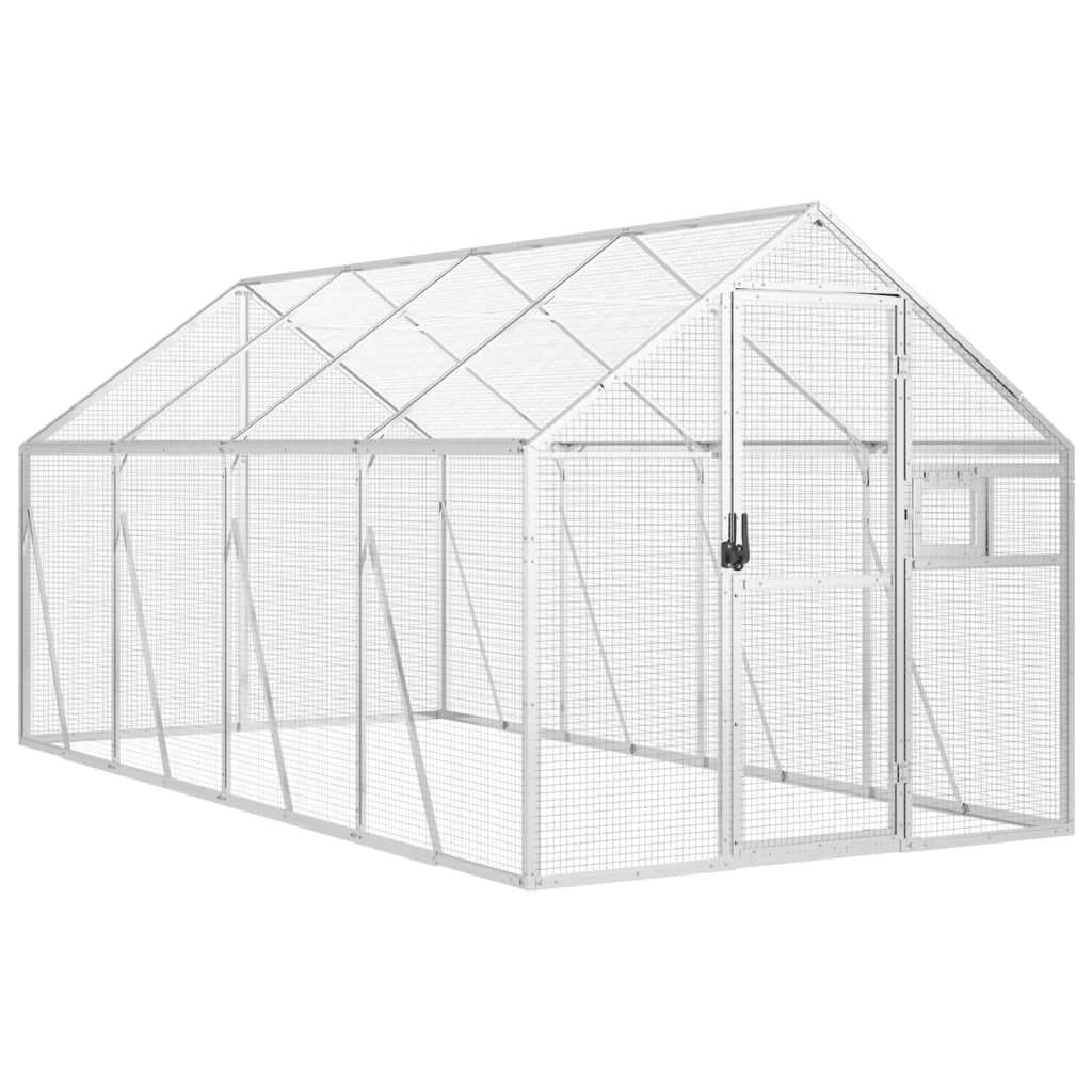 vidaXL Woliera, srebrna, 1,79x4x1,85 m, aluminium