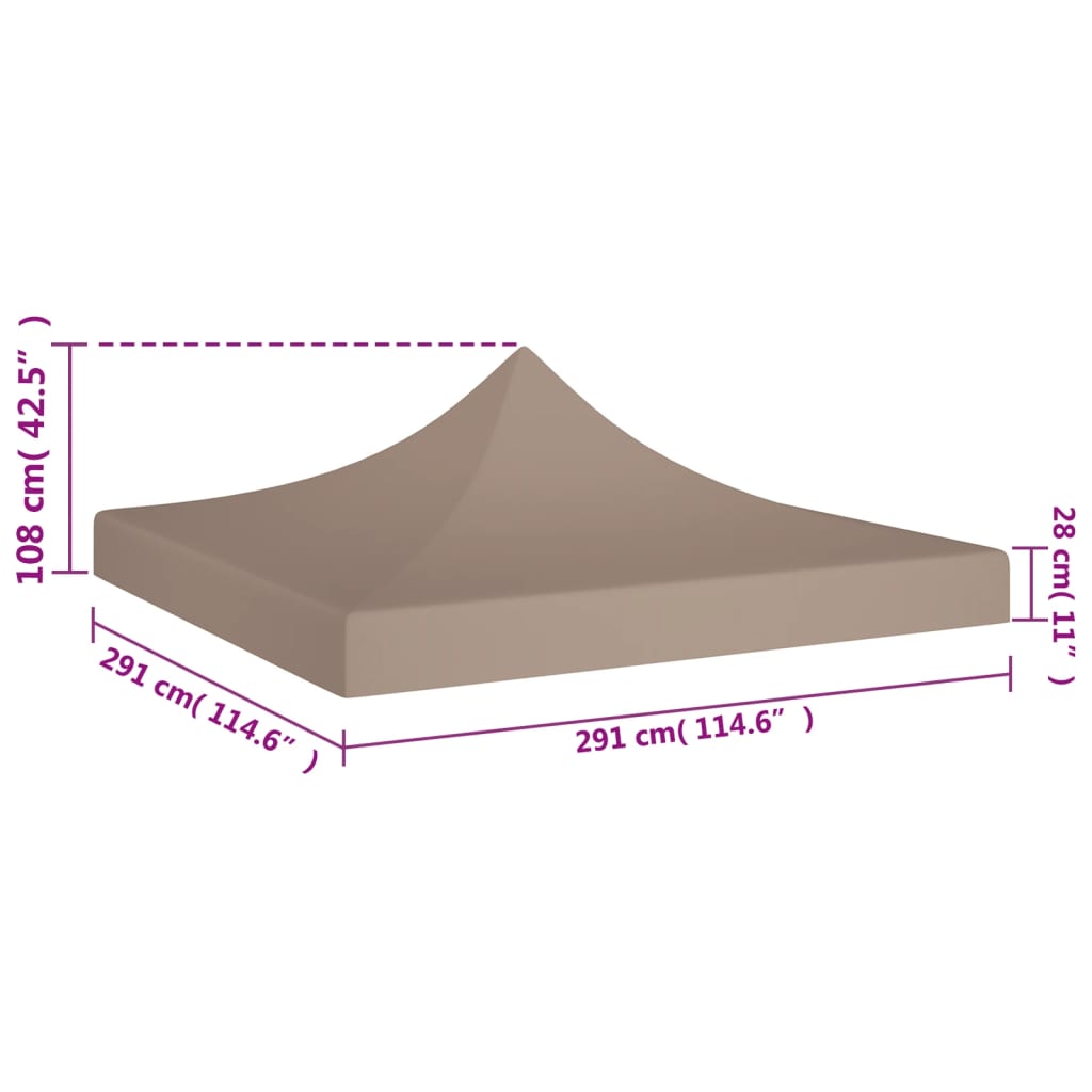 vidaXL Dach namiotu imprezowego, 3 x 3 m, kolor taupe, 270 g/m²