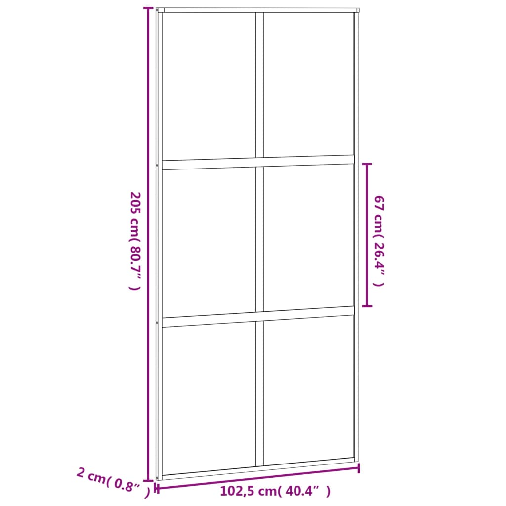 vidaXL Drzwi przesuwne, czarne, 102,5x205cm, szkło hartowane aluminium