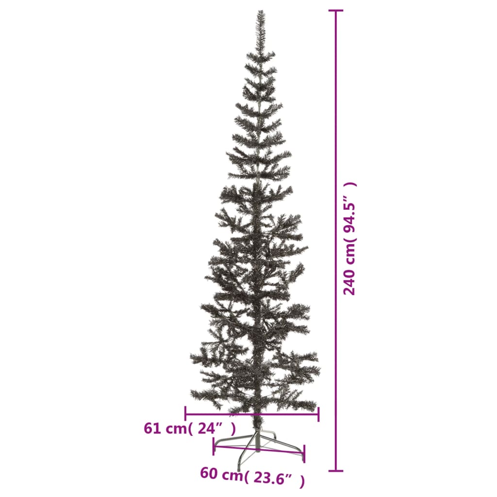 vidaXL Smukła choinka, czarna, 240 cm