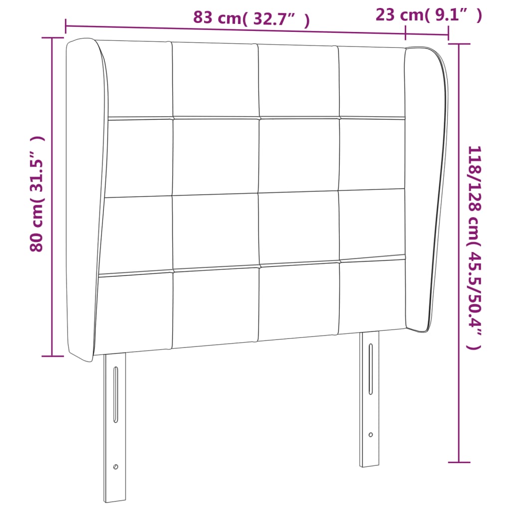 vidaXL Zagłówek uszak, ciemnobrązowy, 83x23x118/128 cm, tkanina