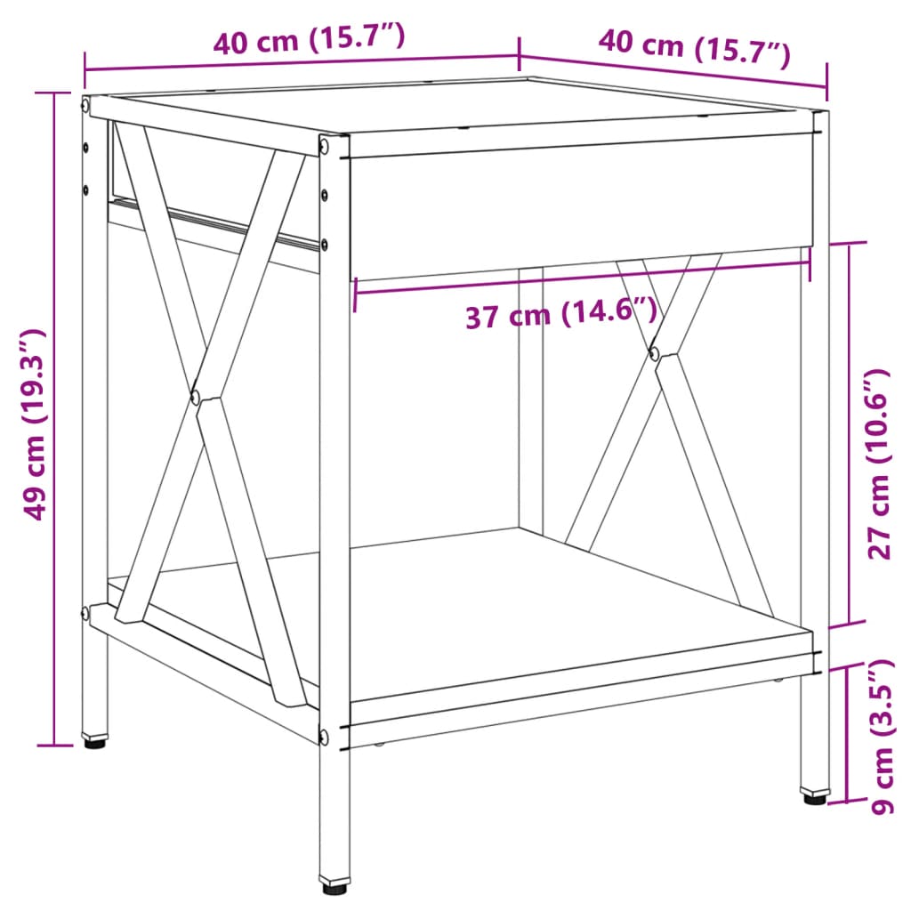 vidaXL Stolik kawowy z LED Infinity, czarny, 40x40x49 cm