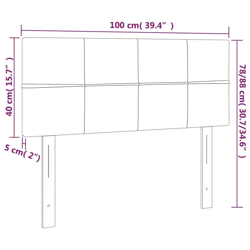 vidaXL Zagłówek do łóżka z LED, jasnoszary, 100x5x78/88 cm, aksamit