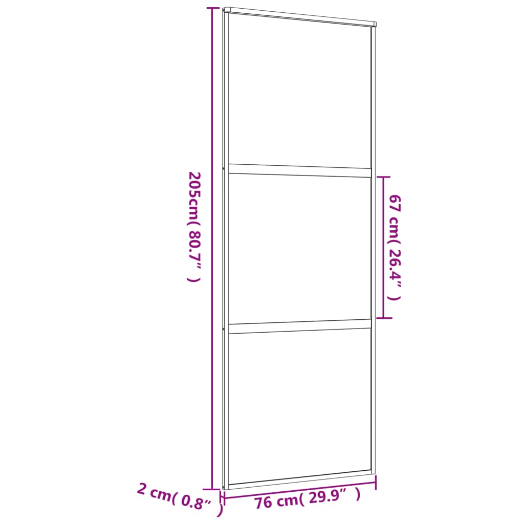 vidaXL Drzwi przesuwne, złote, 76x205 cm, przezroczyste szkło ESG