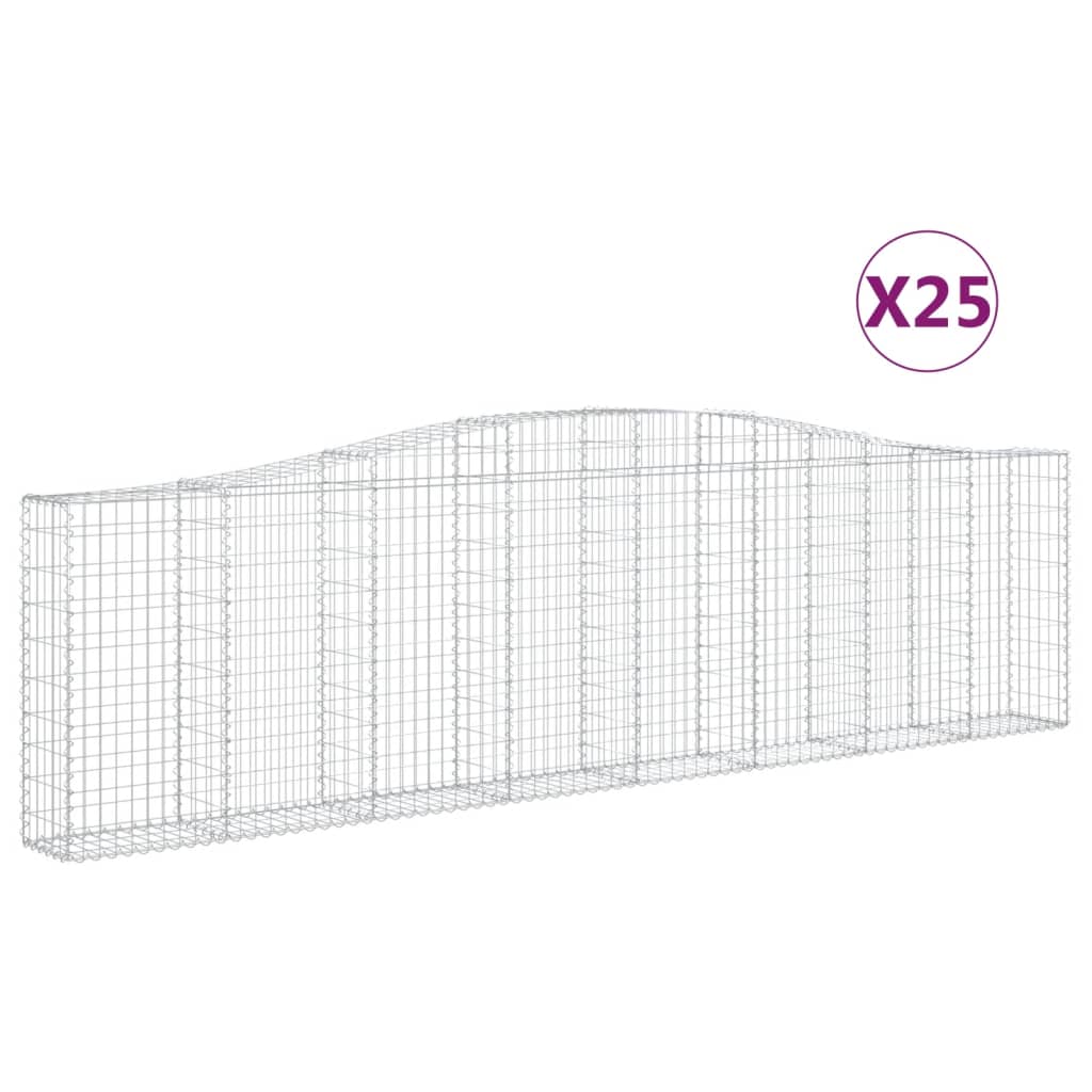 vidaXL Kosze gabionowe, 25 szt, 400x30x100/120cm, galwanizowane żelazo