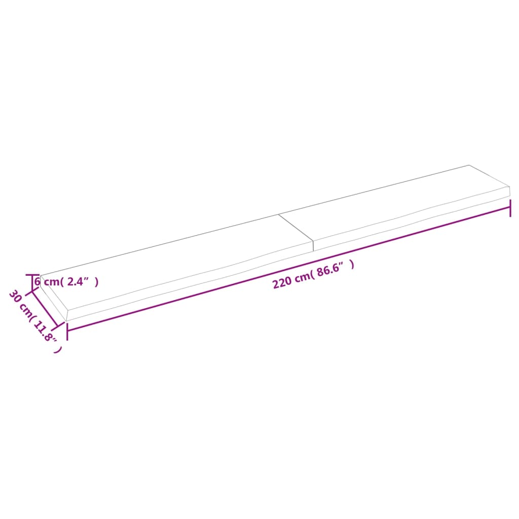 vidaXL Blat do łazienki, jasnobrązowy, 220x30x(2-6) cm, lite drewno