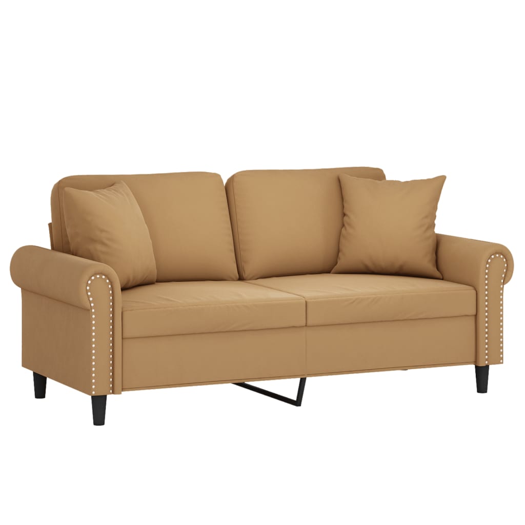 vidaXL 2-osobowa sofa z poduszkami, brązowa, 140 cm, aksamit