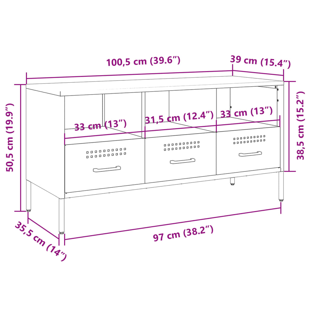 vidaXL Szafka pod telewizor, różowa, 100,5x39x50,5 cm, stalowa