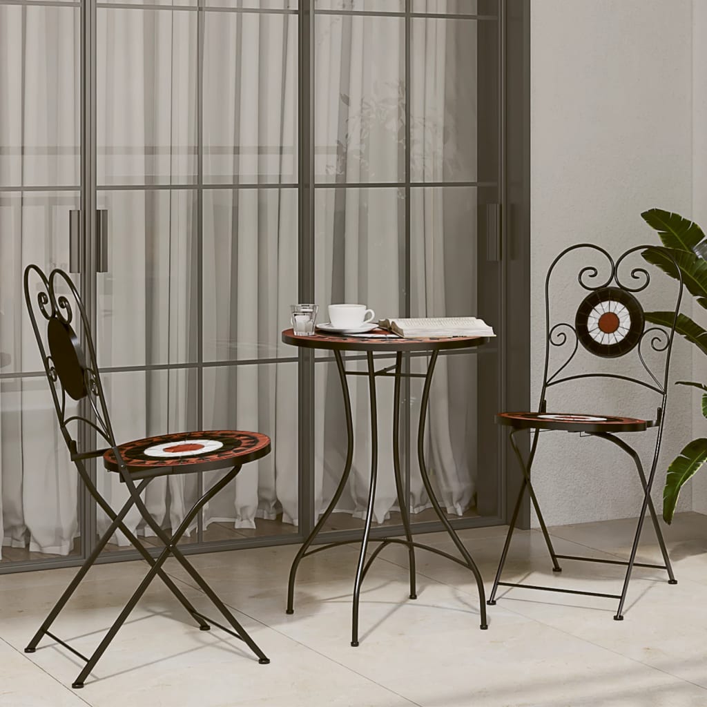 vidaXL Mozaikowy stolik bistro, terakotowo-biały Ø50x70 cm, ceramiczny