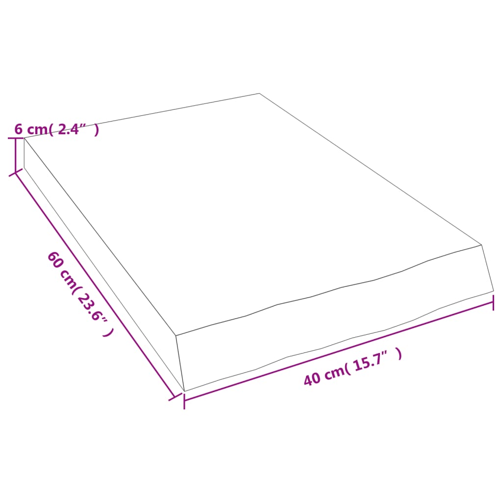 vidaXL Blat do łazienki, ciemnobrązowy, 40x60x(2-6) cm, lite drewno