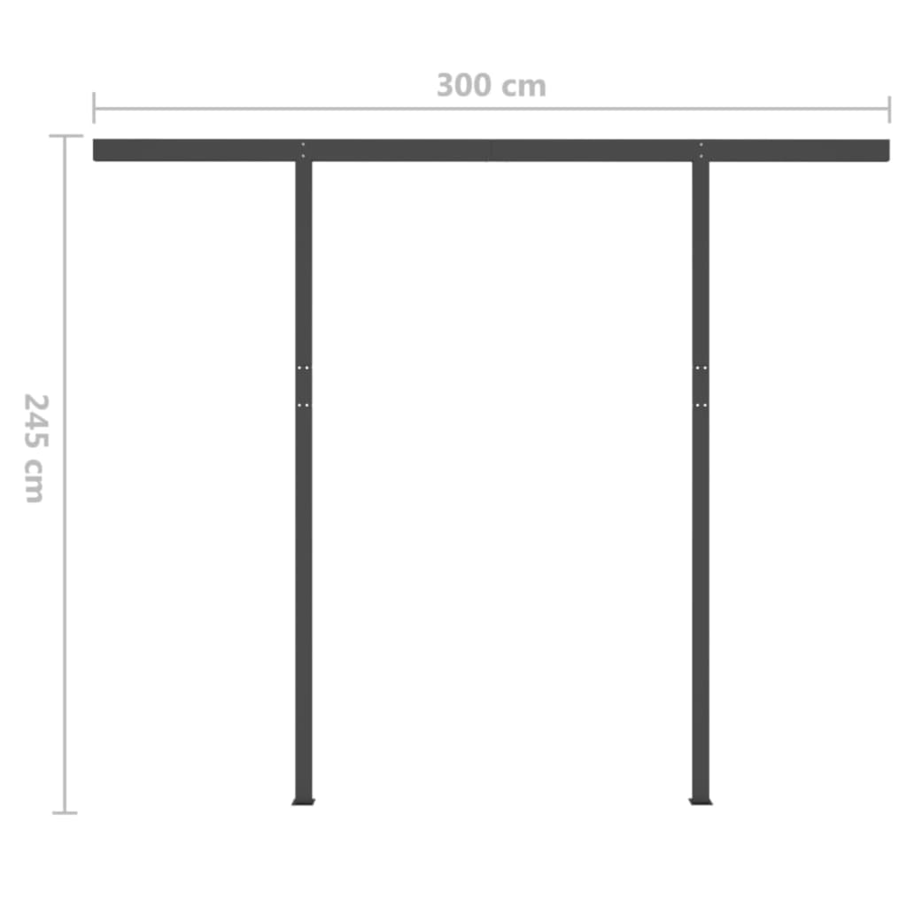 vidaXL Ręcznie zwijana markiza z LED, 3,5x2,5 m, kremowa