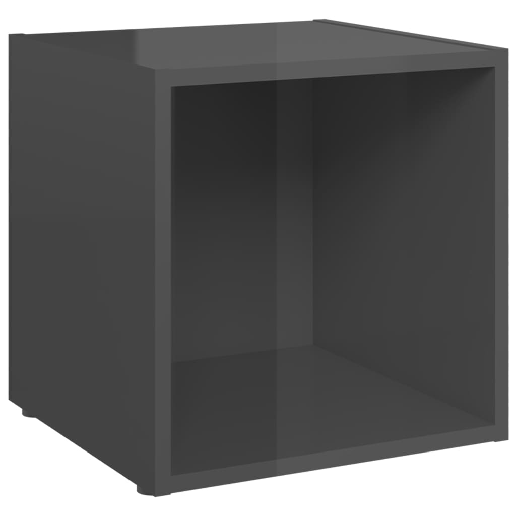 vidaXL Szafki pod TV, 4 szt., wysoki połysk, szare, 37x35x37 cm