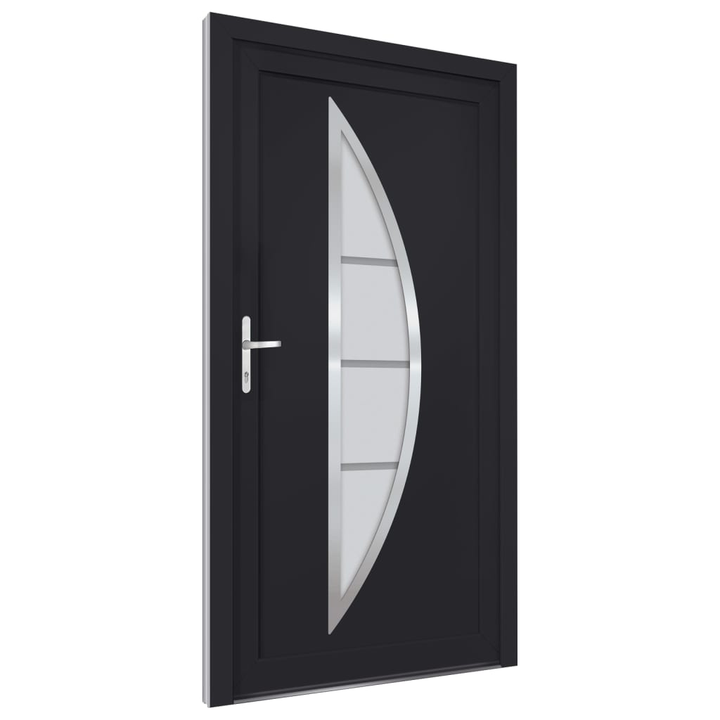vidaXL Drzwi zewnętrzne, antracytowe, 98x190 cm, PVC