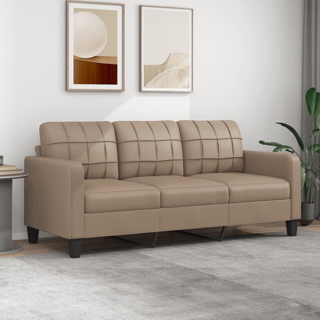 vidaXL 3-osobowa sofa, cappuccino, 180 cm, sztuczna skóra