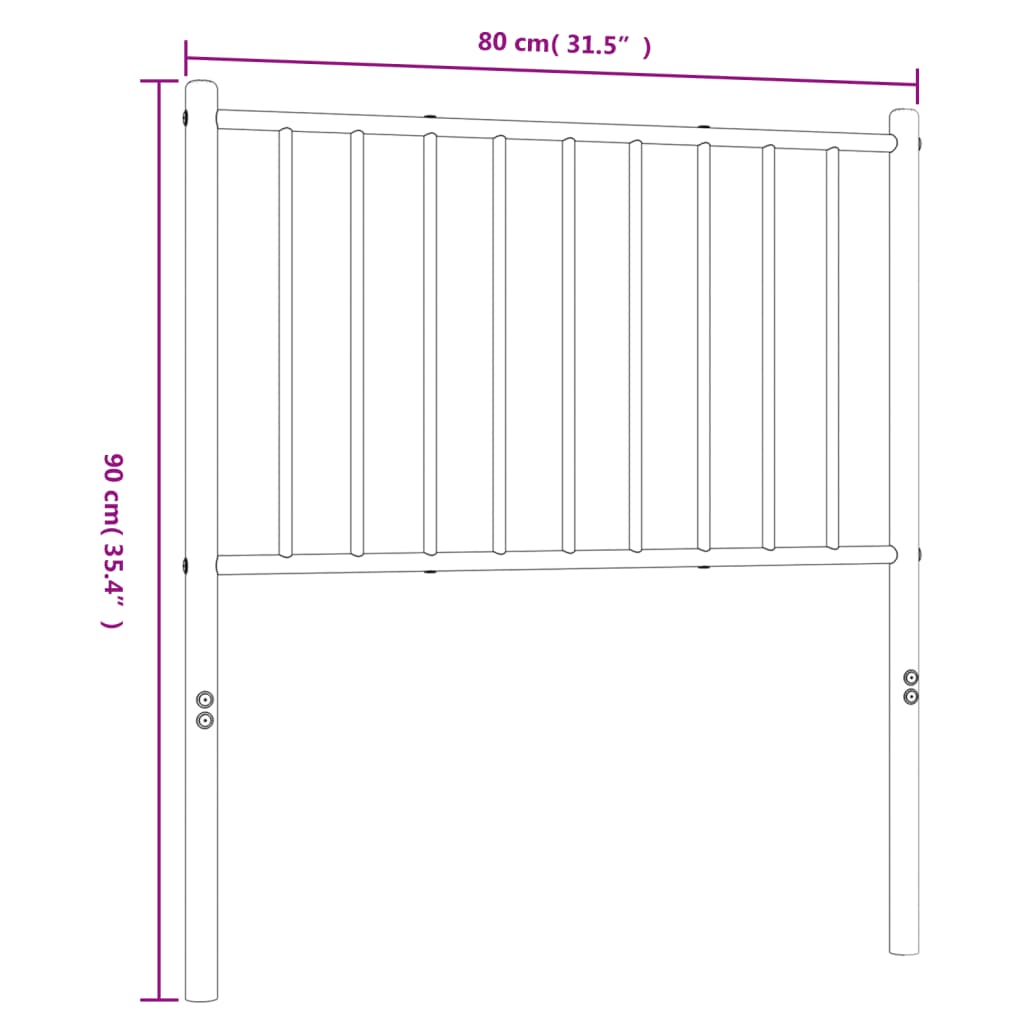 vidaXL Metalowe wezgłowie, czarne, 75 cm