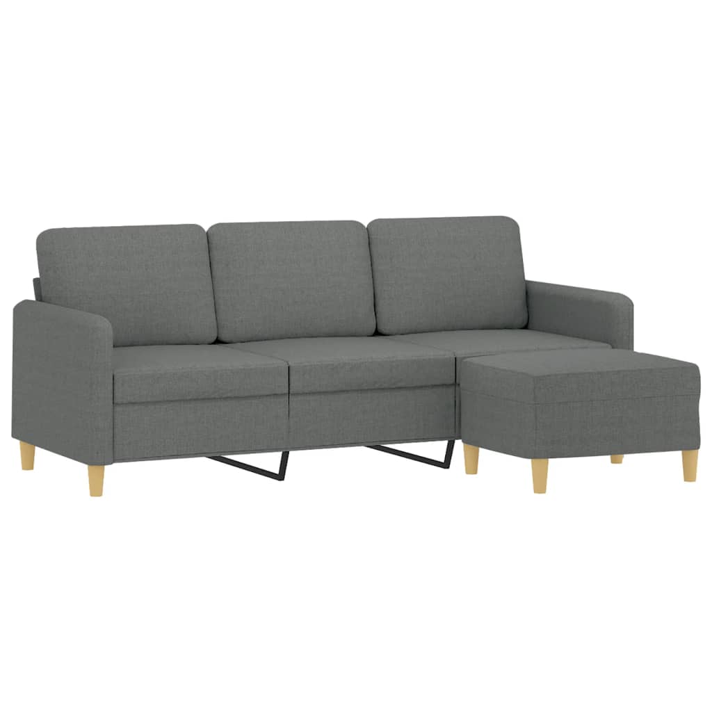 vidaXL 3-osobowa sofa z podnóżkiem, ciemnoszary, 180 cm, tkaniną