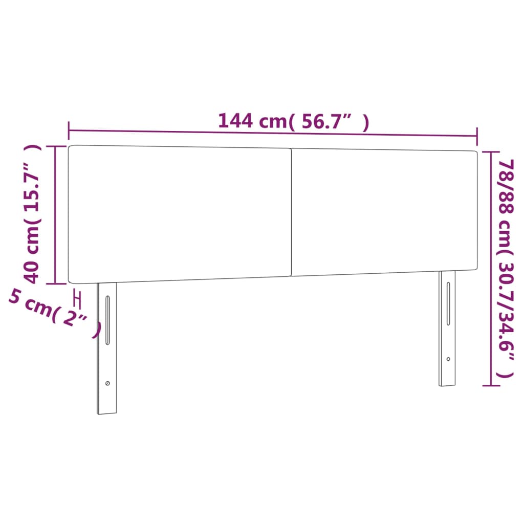 vidaXL Zagłówek do łóżka z LED, brązowy, 144x5x78/88cm, sztuczna skóra