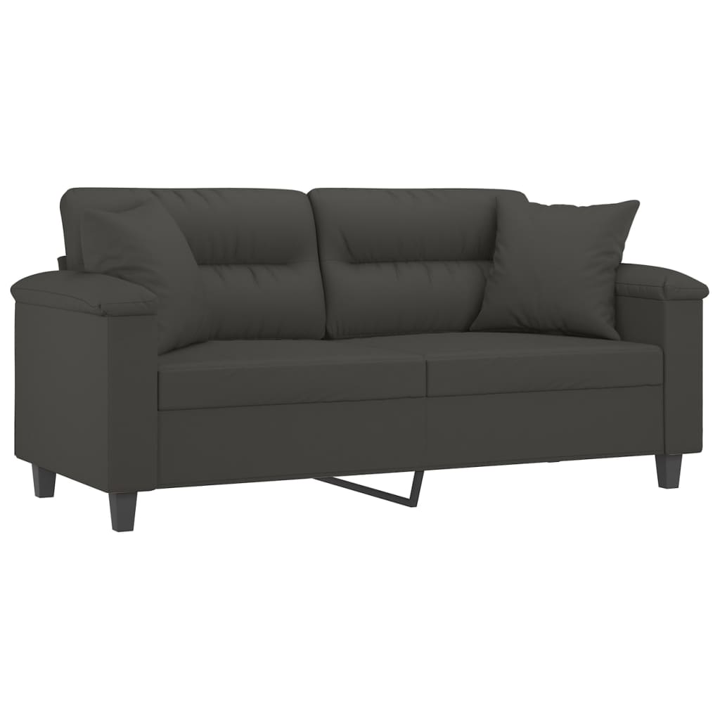 vidaXL 2-osobowa sofa z poduszkami, ciemnoszara, 140 cm, mikrofibra