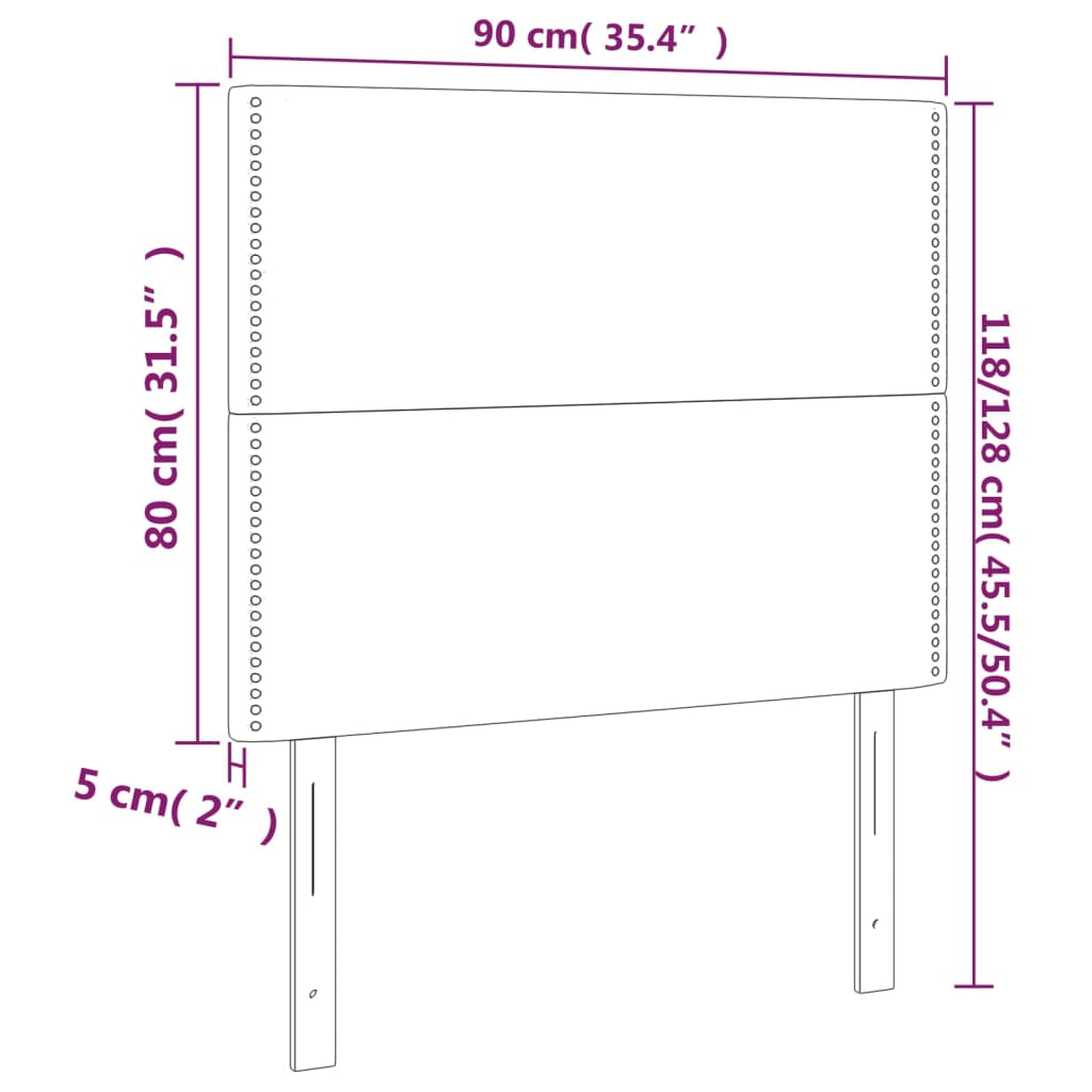 vidaXL Zagłówki do łóżka, 2 szt., taupe, 90x5x78/88 cm, tkanina