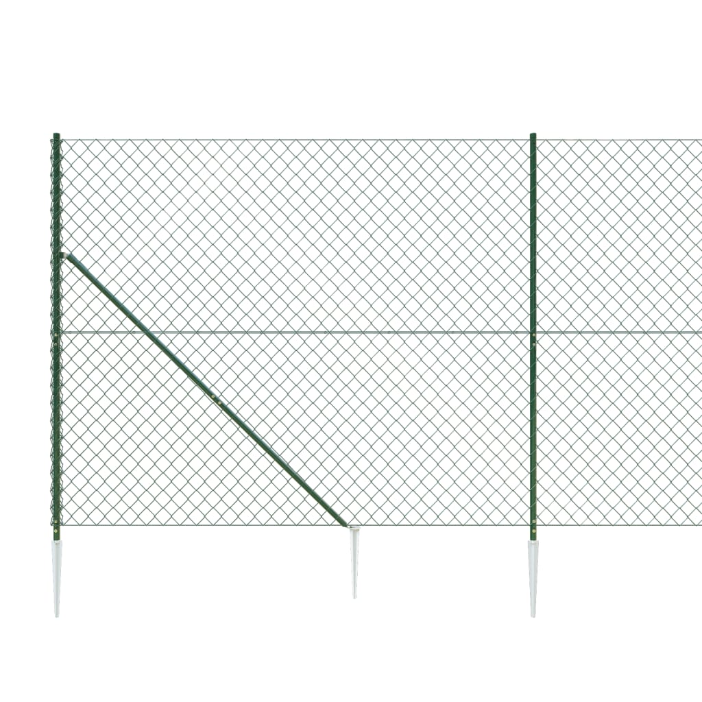 vidaXL Ogrodzenie z siatki, z kotwami, zielone, 0,8x25 m