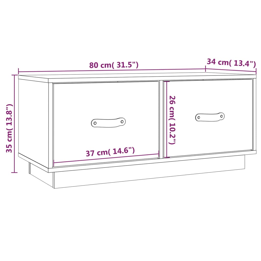 vidaXL Szafka pod TV, szara, 80x34x35 cm, lite drewno sosnowe