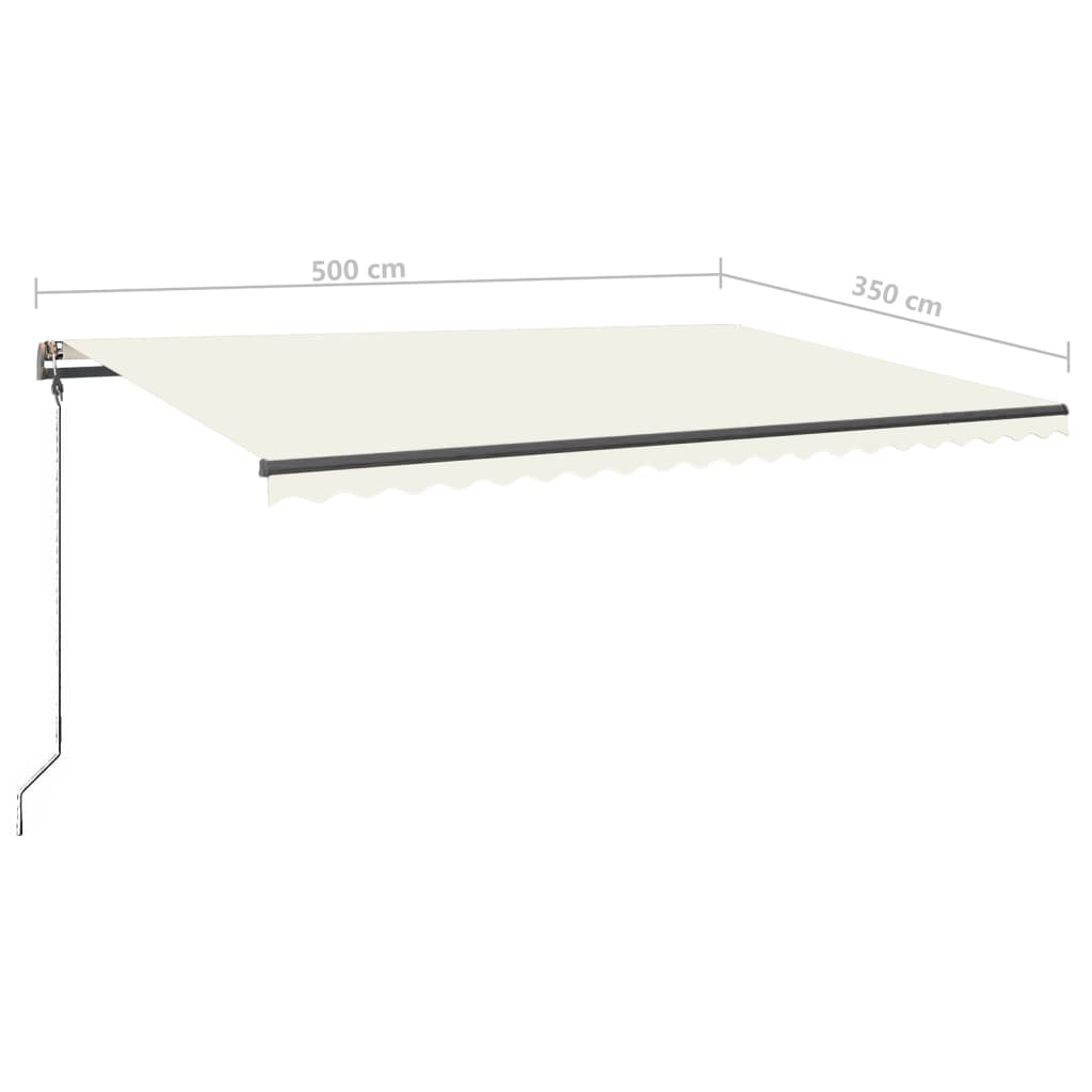 vidaXL Ręcznie zwijana markiza z LED, 500x350 cm, kremowa