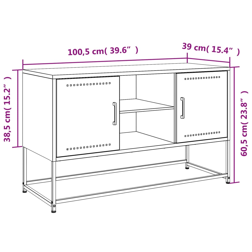 vidaXL Szafka pod telewizor, różowa, 100,5x39x60,5 cm, stalowa